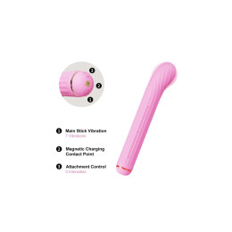 Вибратор со сменными насадками OTOUCH Magic Stick S1 Plus, силикон, розовый, 21,5 см