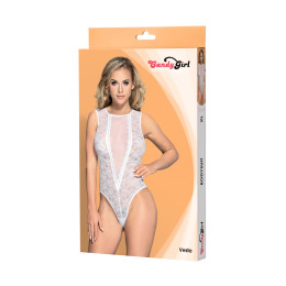 Боди с доступом Candy Girl Vesta, кружево, сетка, белый, XL