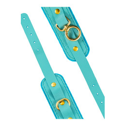 Оковы Pecado BDSM, «МИНИ» двуслойный, оригинальная сцепка, натуральная кожа, голубой