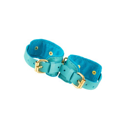 Оковы Pecado BDSM, «МИНИ» двуслойный, оригинальная сцепка, натуральная кожа, голубой