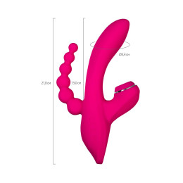 Вибростимулятор 3 в 1 JOS TRIPLING, силикон, розовый, 21 см