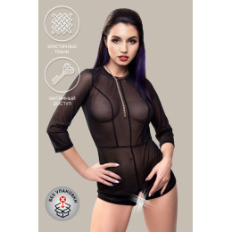 Эротический комбинезон Waname Preciosity с рукавами ¾ черный (42-44) в пакете