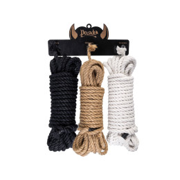Набор из трех натуральных веревок Pecado BDSM, хлопок, джут, по 10 м
