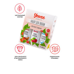 Набор гелей-смазок Yovee для любви (721008+721010+721052), вкус(клуб/дын+малин/мят)+увл(гиал),3х50мл