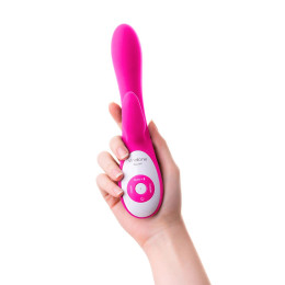 **АУТЛЕТ** Вибратор с клиторальным стимулятором Nalone Rhythm, силикон, розовый, 21,6 см