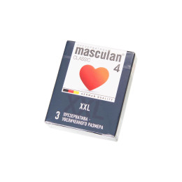 Презервативы Masculan, сlassic 4, XXL, латекс, увеличенного размера, розовый, 20 см, 5,5 см, 3 шт.