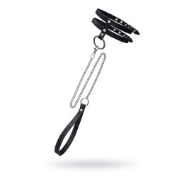 Ошейник Pecado BDSM, из двух ремешков, натуральная кожа, черный