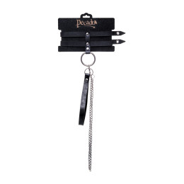 Ошейник Pecado BDSM, из двух ремешков, натуральная кожа, черный