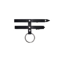 Ошейник Pecado BDSM, из двух ремешков, натуральная кожа, черный