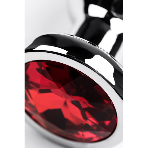 Анальная втулка Metal by TOYFA, металл, серебряная, с красным кристаллом,11 см, Ø 3 см, 125 г