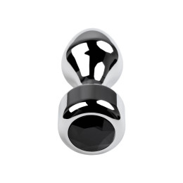 Анальная втулка Metal by TOYFA, металл, серебряная, с чёрным кристаллом, 10,8 см, Ø 4 см, 200 г