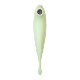 Точечный вибратор с вакуумной стимуляцией Satisfyer Twirling Pro Connect App, силикон, мятный, 20 см