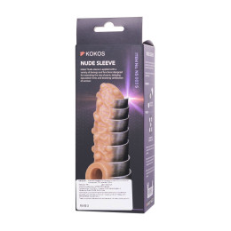 Насадка реалистичная KOKOS NUDE SLEEVE с дополнительной стимуляцией, TPE, телесная, 10 см