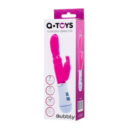 Вибратор с клиторальным стимулятором A-Toys by TOYFA Bubbly, TPE, розовый, 20 см