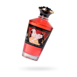 Масло массажное для тела Shunga «Клубника и шампанское»Sparkling Strawberry Wine,разогревающее,100мл
