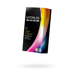 Презервативы Vitalis, premium, цветные, аромат, 18 см, 5,3 см, 12 шт.