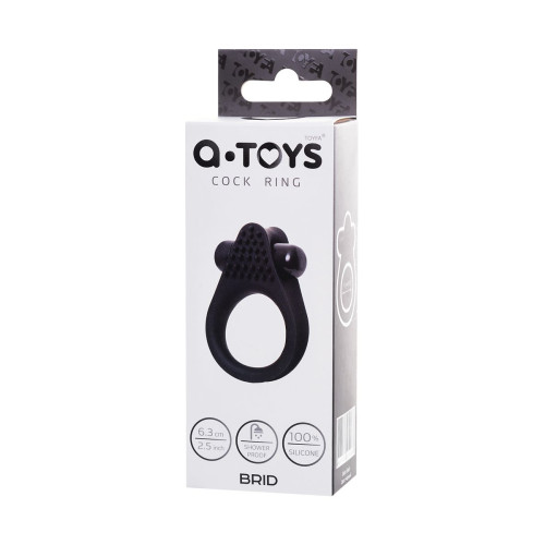 Виброкольцо на пенис A-Toys by TOYFA Brid, силикон, черный, 6,3, Ø 3,1 см