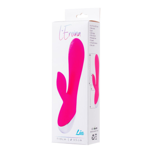 Вибратор с клиторальным стимулятором L'Eroina Lia, силикон, розовый, 19 см