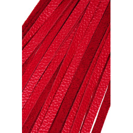 Плеть Pecado BDSM, чёрная рукоять, красные хлысты, натуральная кожа