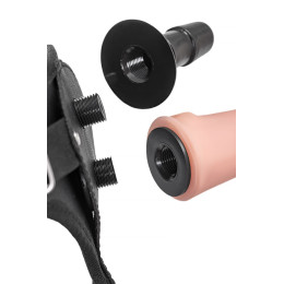 Трусики для страпона RealStick Strap-On Emery c TPR насадкой, экокожа, черные