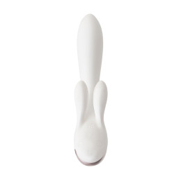 Вибратор с клиторальным стимулятором Satisfyer Double Flex Connect App, белый, силикон, 20 см