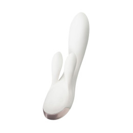 Вибратор с клиторальным стимулятором Satisfyer Double Flex Connect App, белый, силикон, 20 см