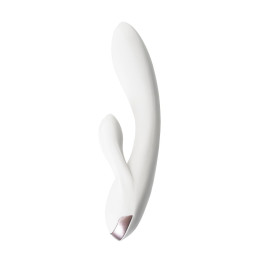 Вибратор с клиторальным стимулятором Satisfyer Double Flex Connect App, белый, силикон, 20 см