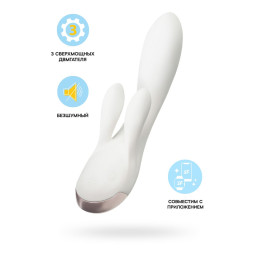 Вибратор с клиторальным стимулятором Satisfyer Double Flex Connect App, белый, силикон, 20 см