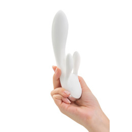 Вибратор с клиторальным стимулятором Satisfyer Double Flex Connect App, белый, силикон, 20 см