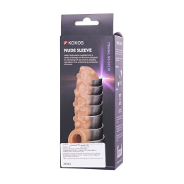 Насадка реалистичная KOKOS NUDE SLEEVE с дополнительной стимуляцией, TPE, телесная, 12 см