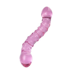 Двусторонний фаллоимитатор Sexus Glass, стекло, розовый, 20,5 см