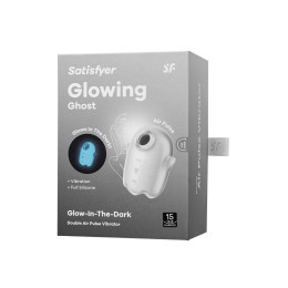 Вакуумный стимулятор клитора с вибрацией Satisfyer Glowing Ghost, светящийся в темноте, белый, 8,4см