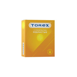 Презервативы Torex, ребристые, латекс, 18,5 см, 5,4 см, 3 шт.