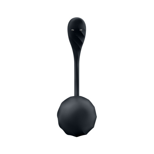 Виброяйцо Satisfyer Ribbed Petal Connect App с пультом ДУ, черное, 7,8 см