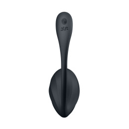 Виброяйцо Satisfyer Ribbed Petal Connect App с пультом ДУ, черное, 7,8 см