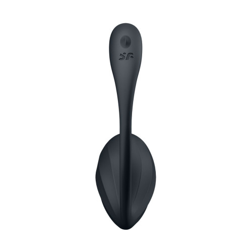 Виброяйцо Satisfyer Ribbed Petal Connect App с пультом ДУ, черное, 7,8 см