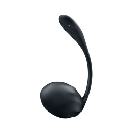 Виброяйцо Satisfyer Ribbed Petal Connect App с пультом ДУ, черное, 7,8 см