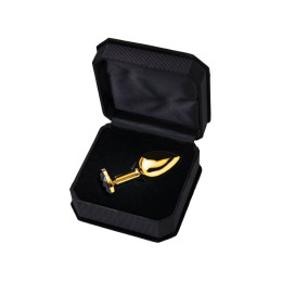 Анальная втулка Metal by TOYFA, металл, золотая, с черным кристаллом, 7,5 см, Ø 3 см, 145 г