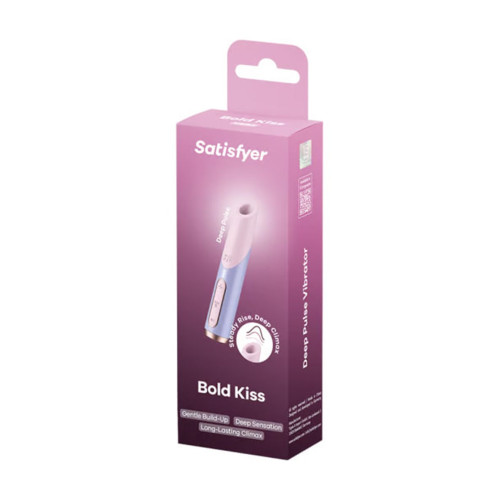 Мини-вибратор с 3D пульсацией Satisfyer Bold Kiss с USB-C зарядкой, силикон, ABS, розовый, 12,5 см