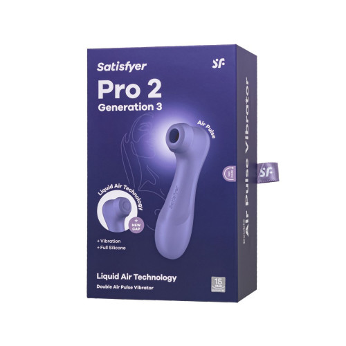 Вакуумный стимулятор клитора с вибрацией Satisfyer Pro 2 Generation 3, фиолетовый, 16,4 см