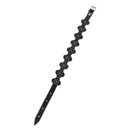 Чокер Pecado BDSM, с узорами и стразами, натуральная кожа, черный