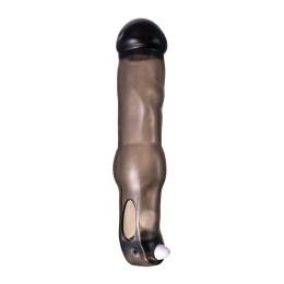 Насадка на пенис с вибрацией XLover by TOYFA, TPE, черный прозрачный, 19,4 см