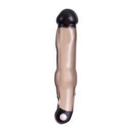 Насадка на пенис с вибрацией XLover by TOYFA, TPE, черный прозрачный, 19,4 см