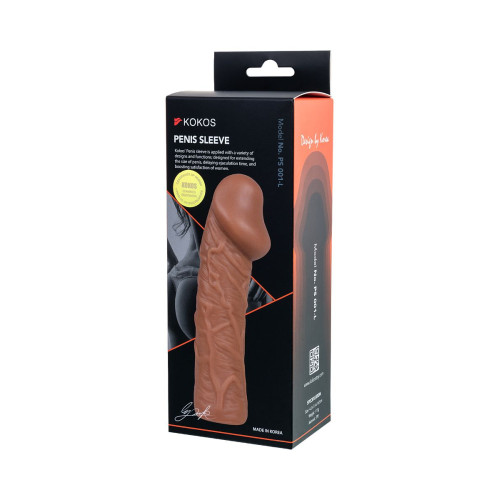 Насадка реалистичная KOKOS PENIS SLEEVE с дополнительной стимуляцией, TPE, телесная, 16.5 см