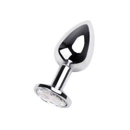 Анальная втулка Metal by TOYFA, металл, серебряная, с кристаллом цвета алмаз, 9,2 см, Ø 4 см, 425 г