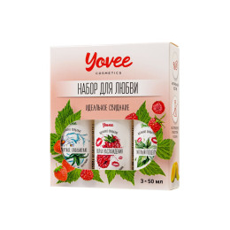 Набор гелей-смазок Yovee для любви (721002+721006+721054), вкус (малина+мята) + увл (алоэ), 3х50 мл