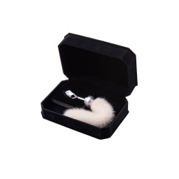 Анальная втулка Metal by TOYFA, металл, серебряная, с белым хвостом, 32 см, Ø 2,9 см, 175 г