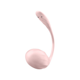 Виброяйцо Satisfyer Ribbed Petal Connect App с пультом ДУ, розовое, 7,8 см