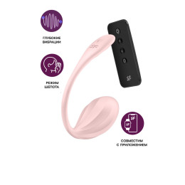 Виброяйцо Satisfyer Ribbed Petal Connect App с пультом ДУ, розовое, 7,8 см