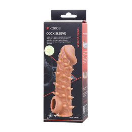 Насадка реалистичная KOKOS COCK SLEEVE 005-M с дополнительной стимуляцией, TPE, телесная, 15.6 см